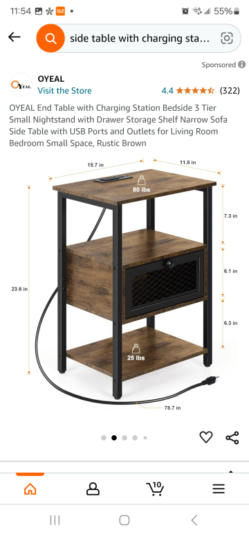 Two Rustic side tables with outlet - photo 3