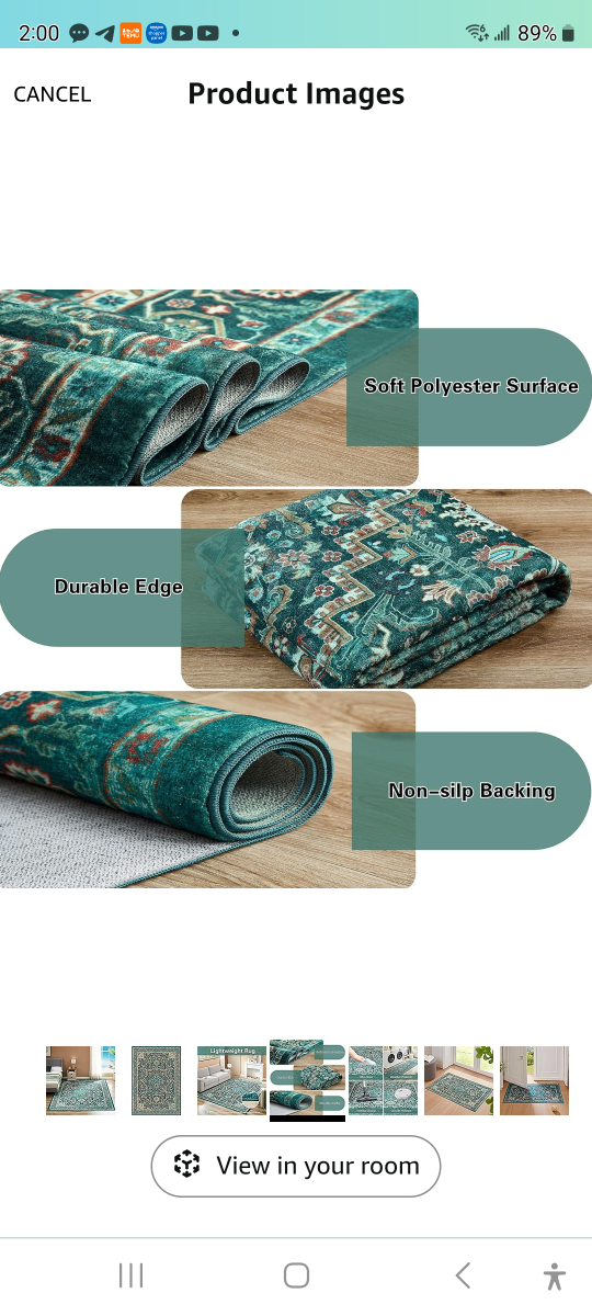 Brand new Washable Area Rug Dark Green 5 x 3 feet. - photo 4