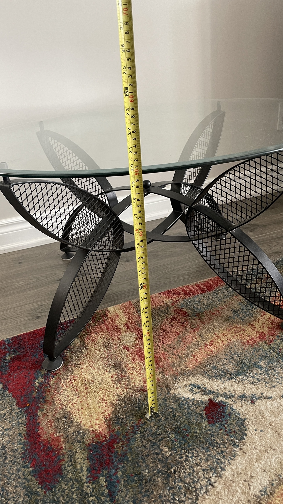 Glass Coffee Table with Black Metal Base - photo 3