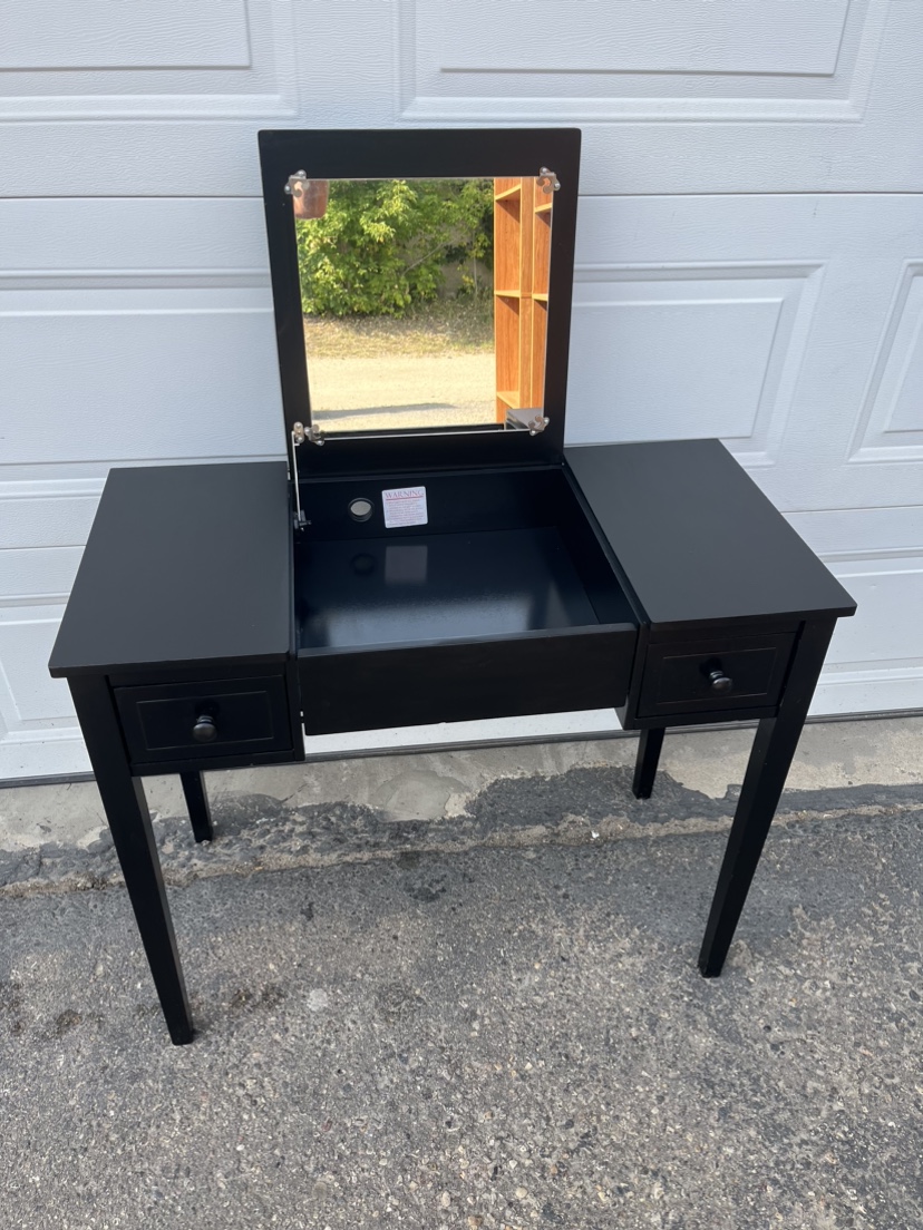 Black Makeup Vanity With 2 Drawers - photo 5