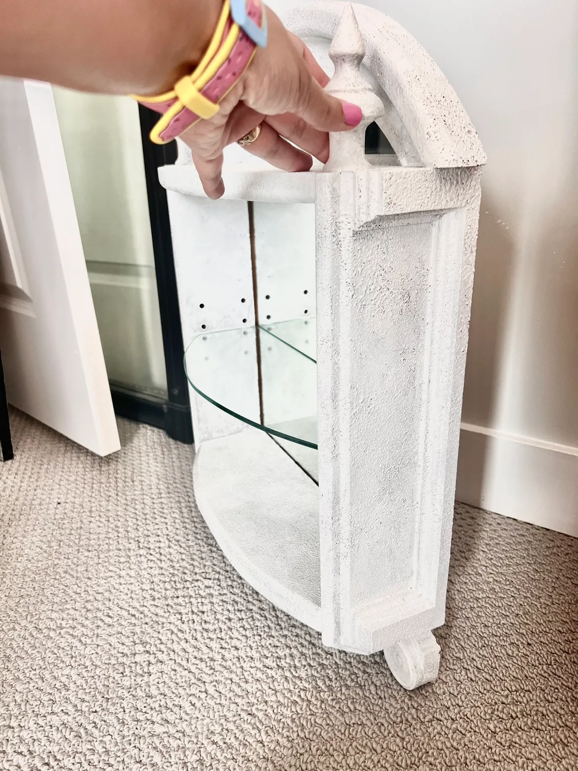 Wooden framed Mirror with a glass shelf image indicator(4)