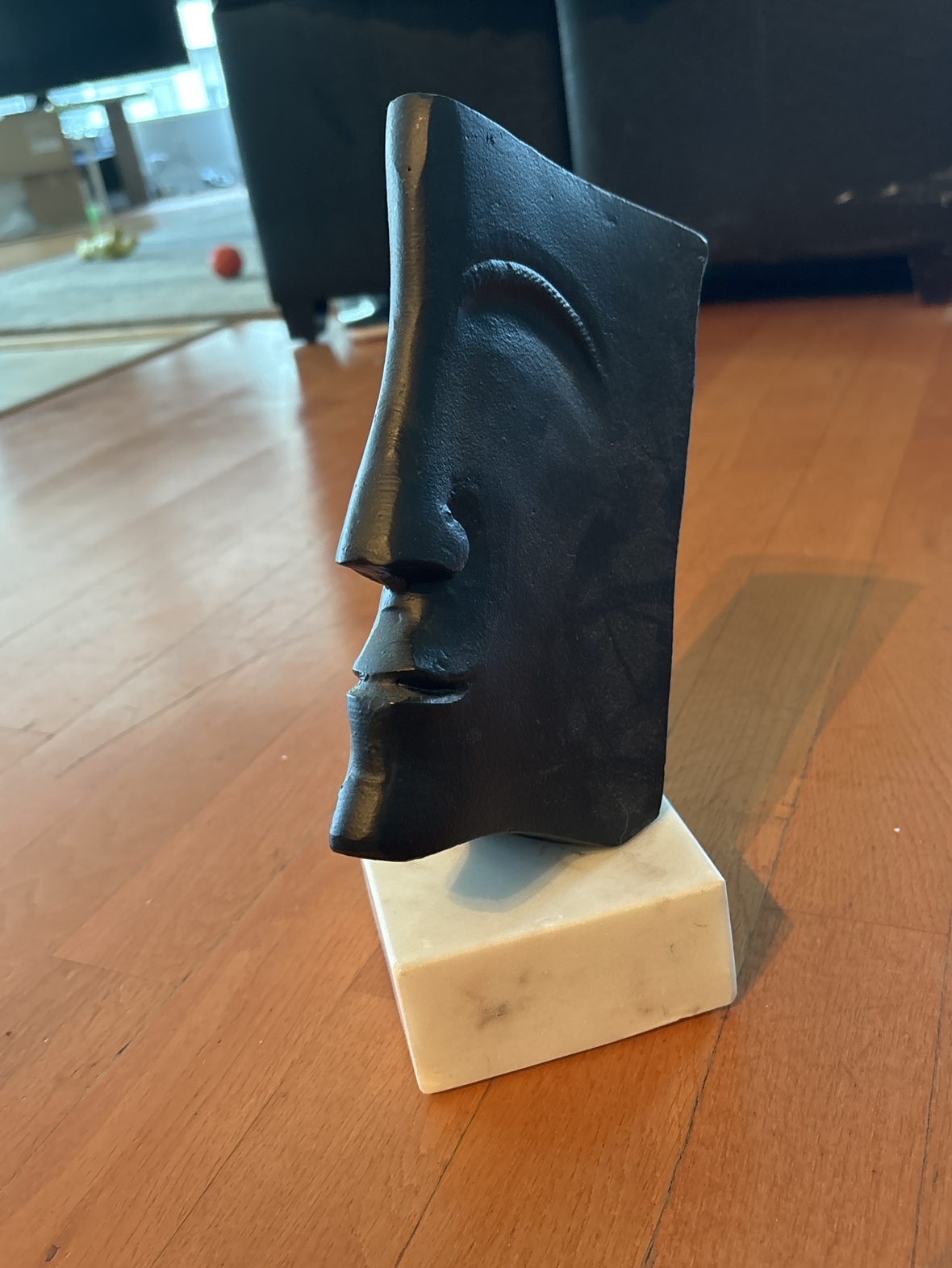 Black Abstract Face Sculpture