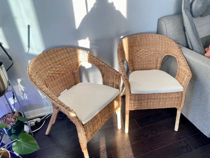 Wicker Armchairs with Cushions