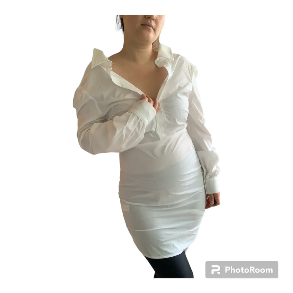 Ruched Side Fitted Shirt Dress image indicator(8)