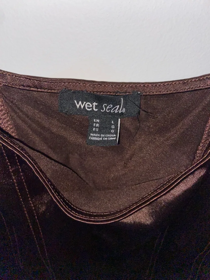Wet Seal Brown Satin Crop Top Size Large image indicator(3)