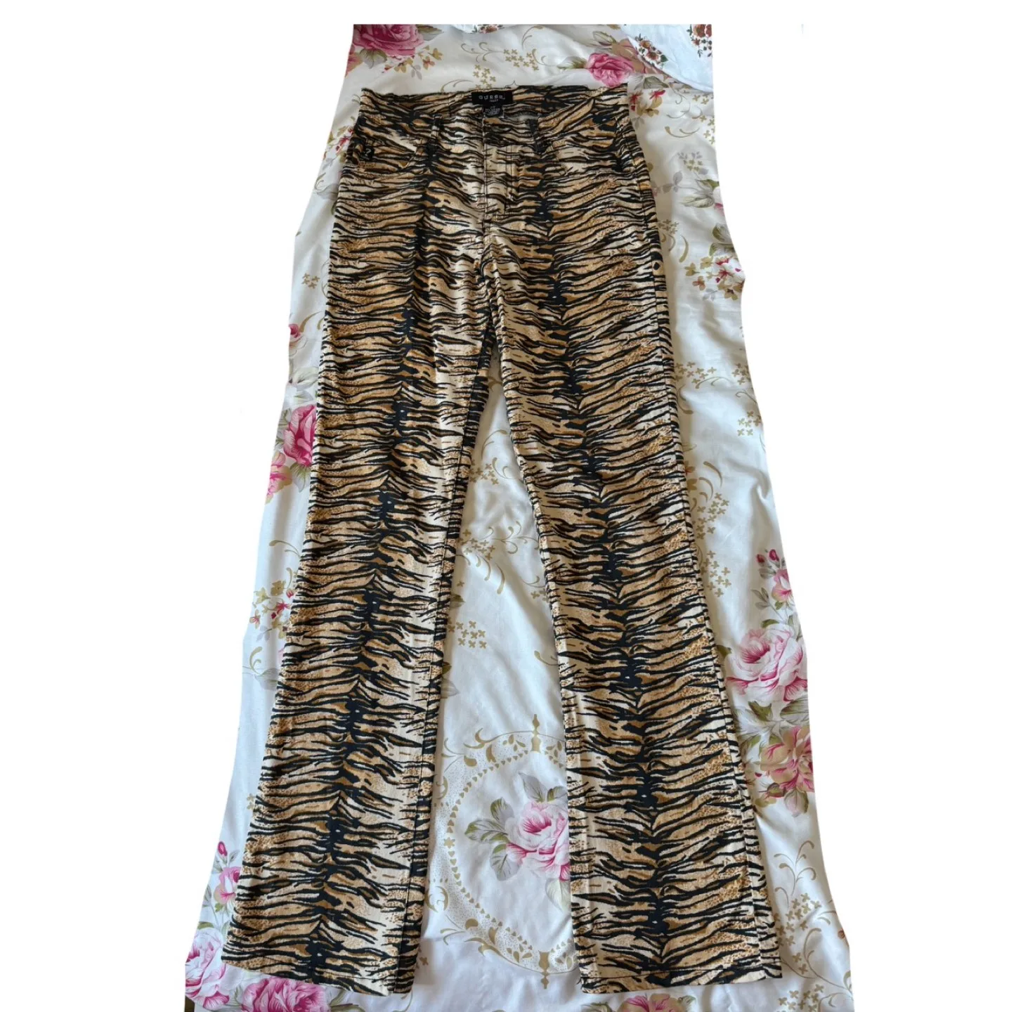 tiger print jeans by GUESS, size 27 thumbnail