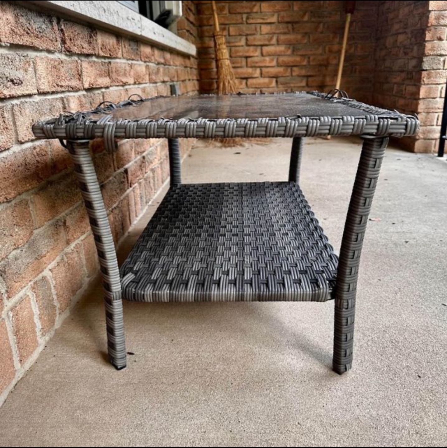 Wicker Patio Coffee Table Tempered Glass Top - photo 2