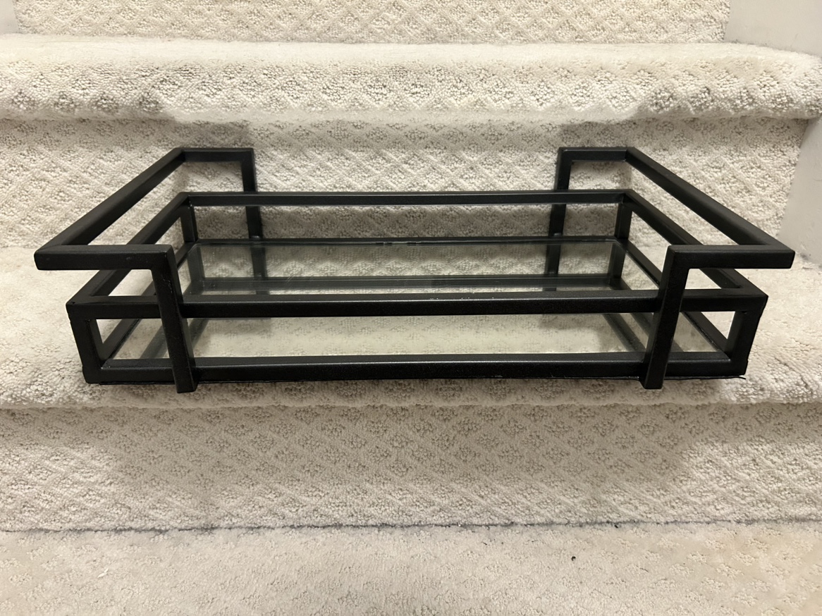 Mirrored Black Metal Tray