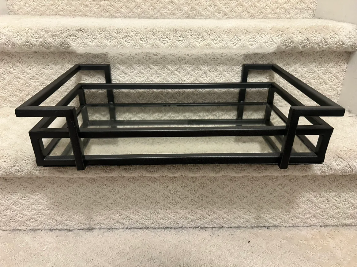 Mirrored Black Metal Tray thumbnail