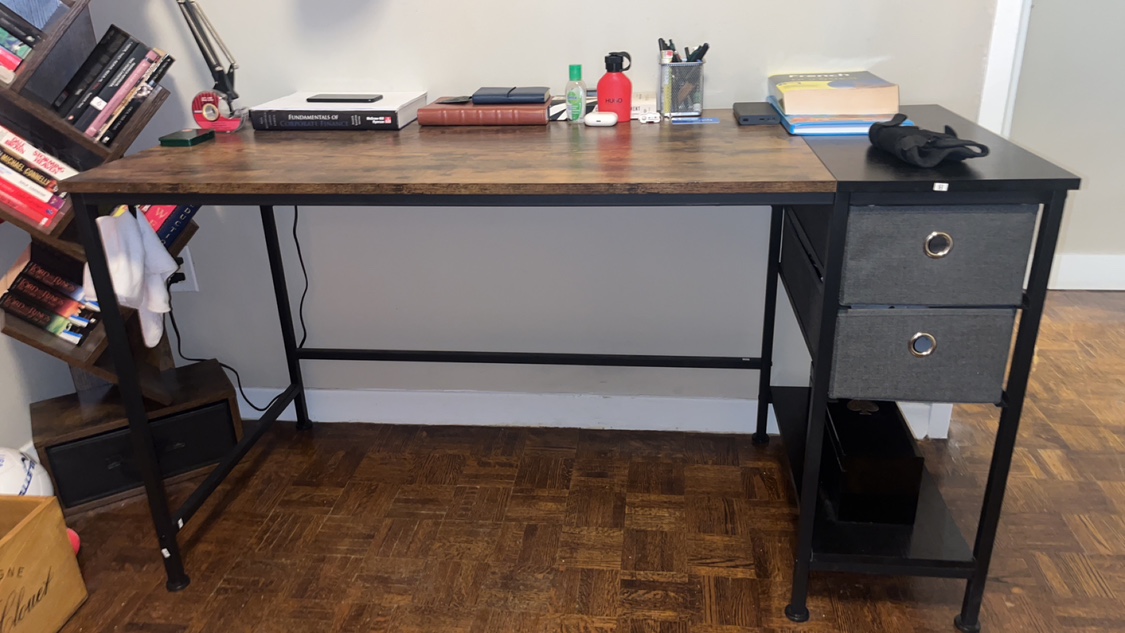 Black and Brown Desk with Storage - photo 2
