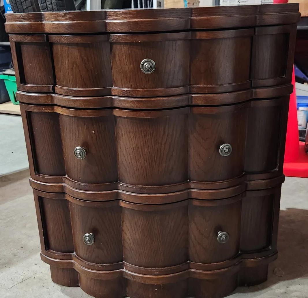 Set of Ornate solid wood 3 Drawer Nightstand side table