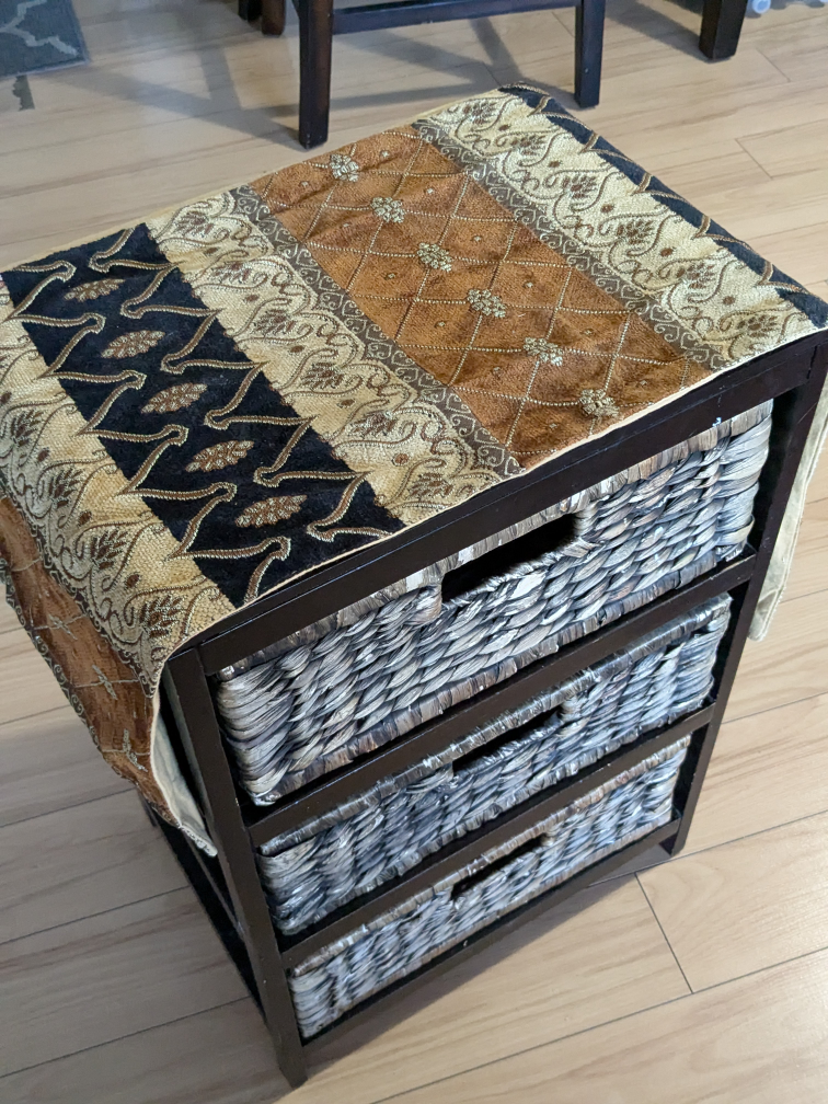Three-Tiered Storage Unit with Wicker Baskets - photo 2