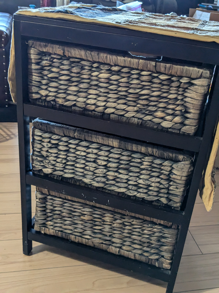 Three-Tiered Storage Unit with Wicker Baskets - photo 4