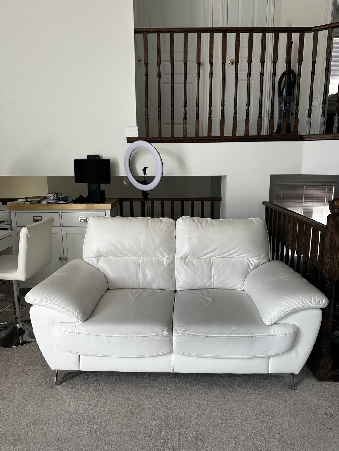 White Leather Sofa - photo 3