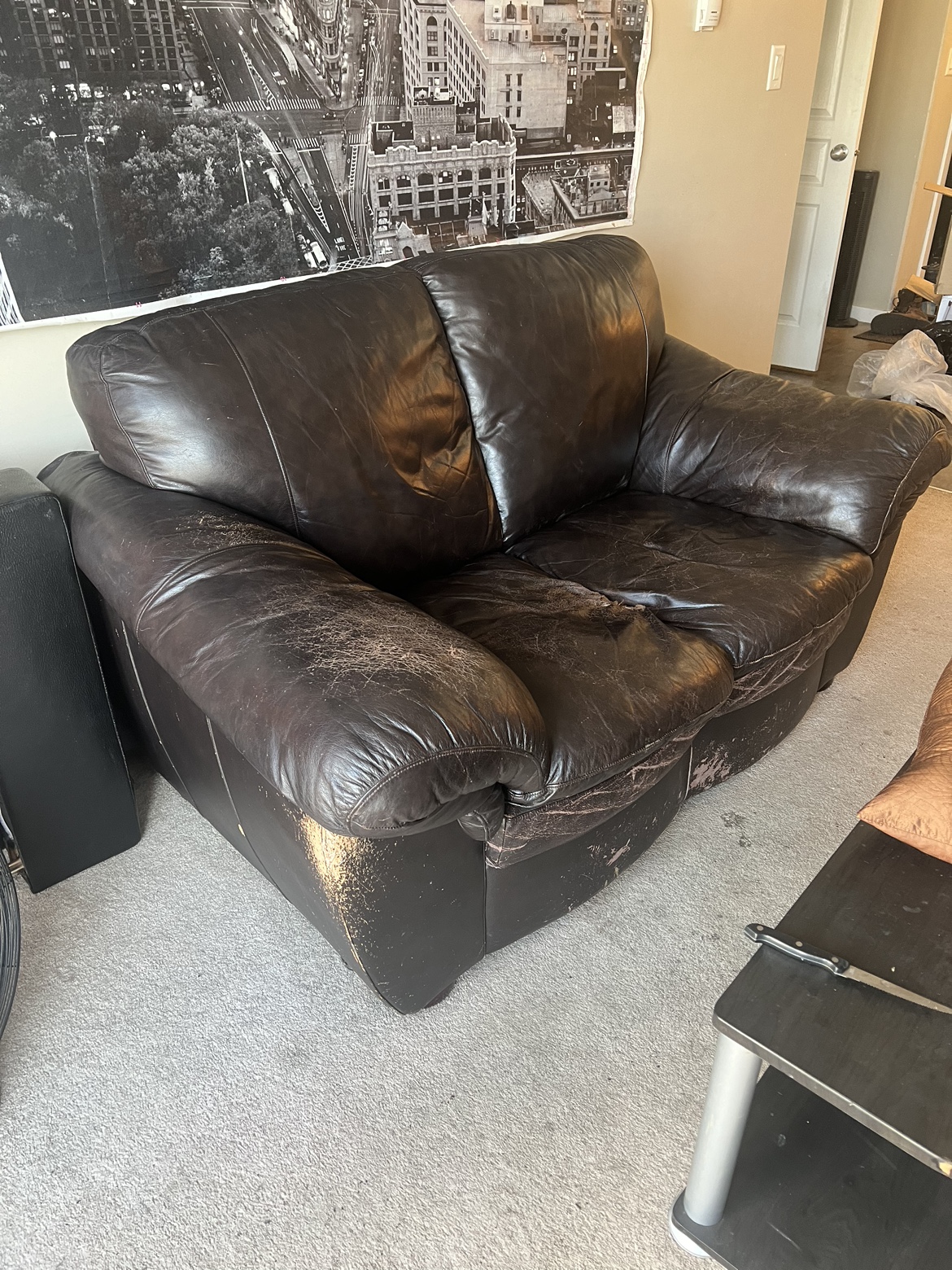 Brown Leather Love Seat
