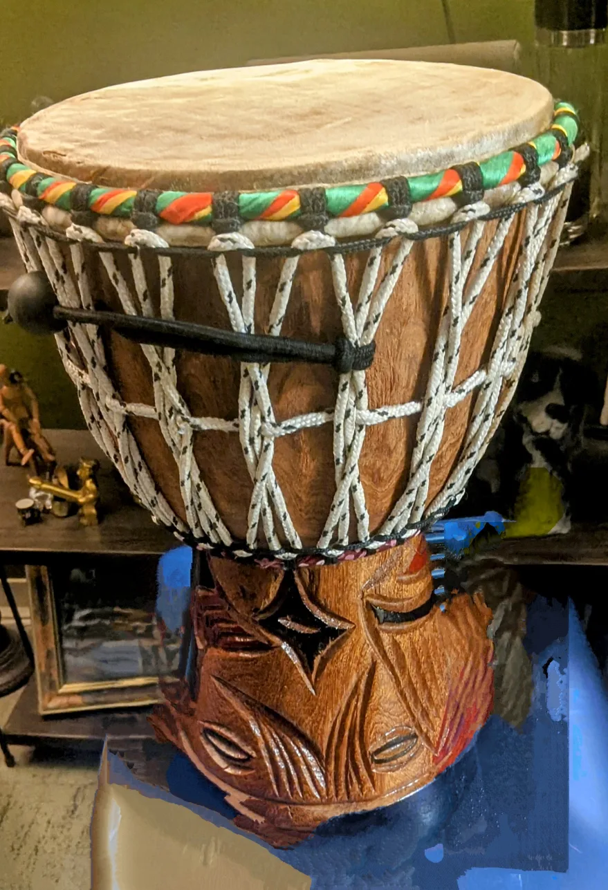 Reduced- Hand Carved Wooden Djembe Drum image indicator(2)
