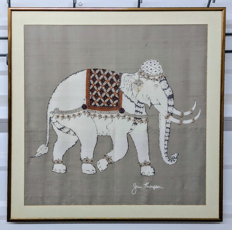 Vintage Batik Silk Elephant Print from Jim Thompson