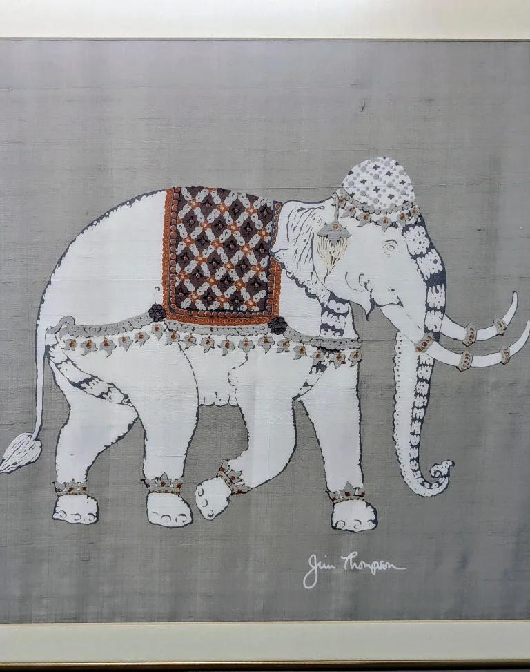Vintage Batik Silk Elephant Print from Jim Thompson image indicator(2)