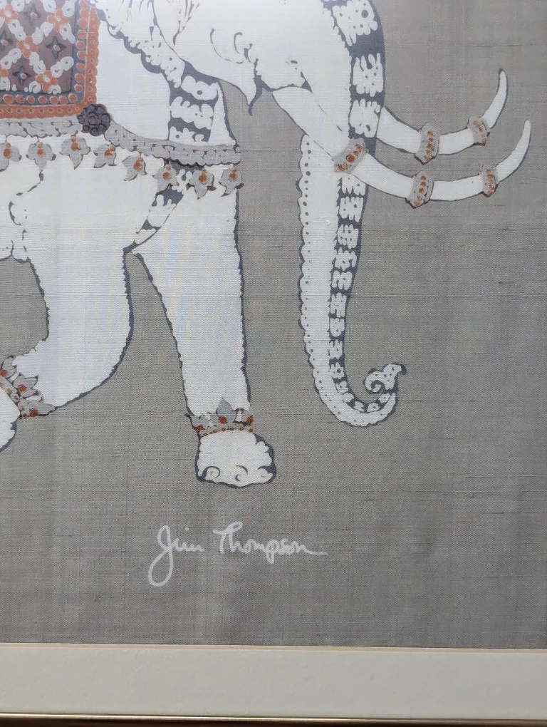 Vintage Batik Silk Elephant Print from Jim Thompson image indicator(3)