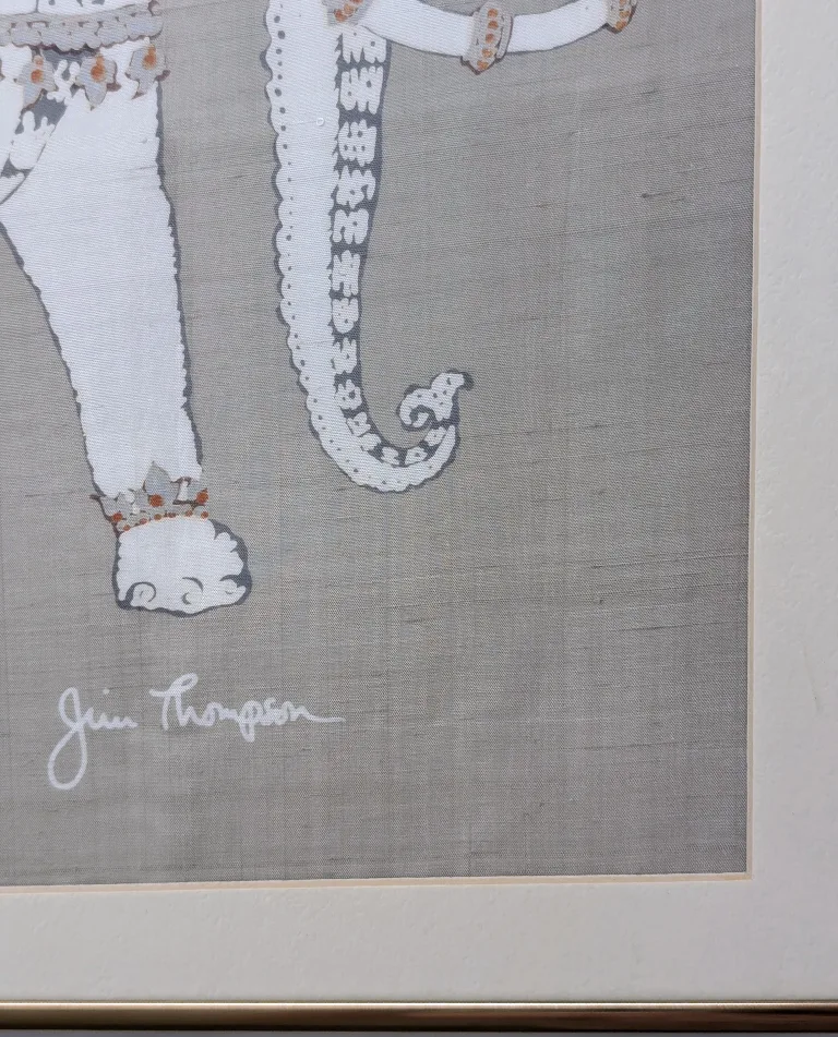Vintage Batik Silk Elephant Print from Jim Thompson image indicator(4)