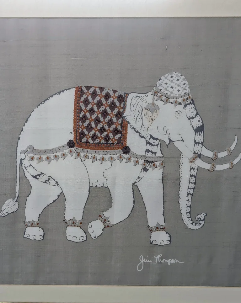 Vintage Batik Silk Elephant Print from Jim Thompson image indicator(6)