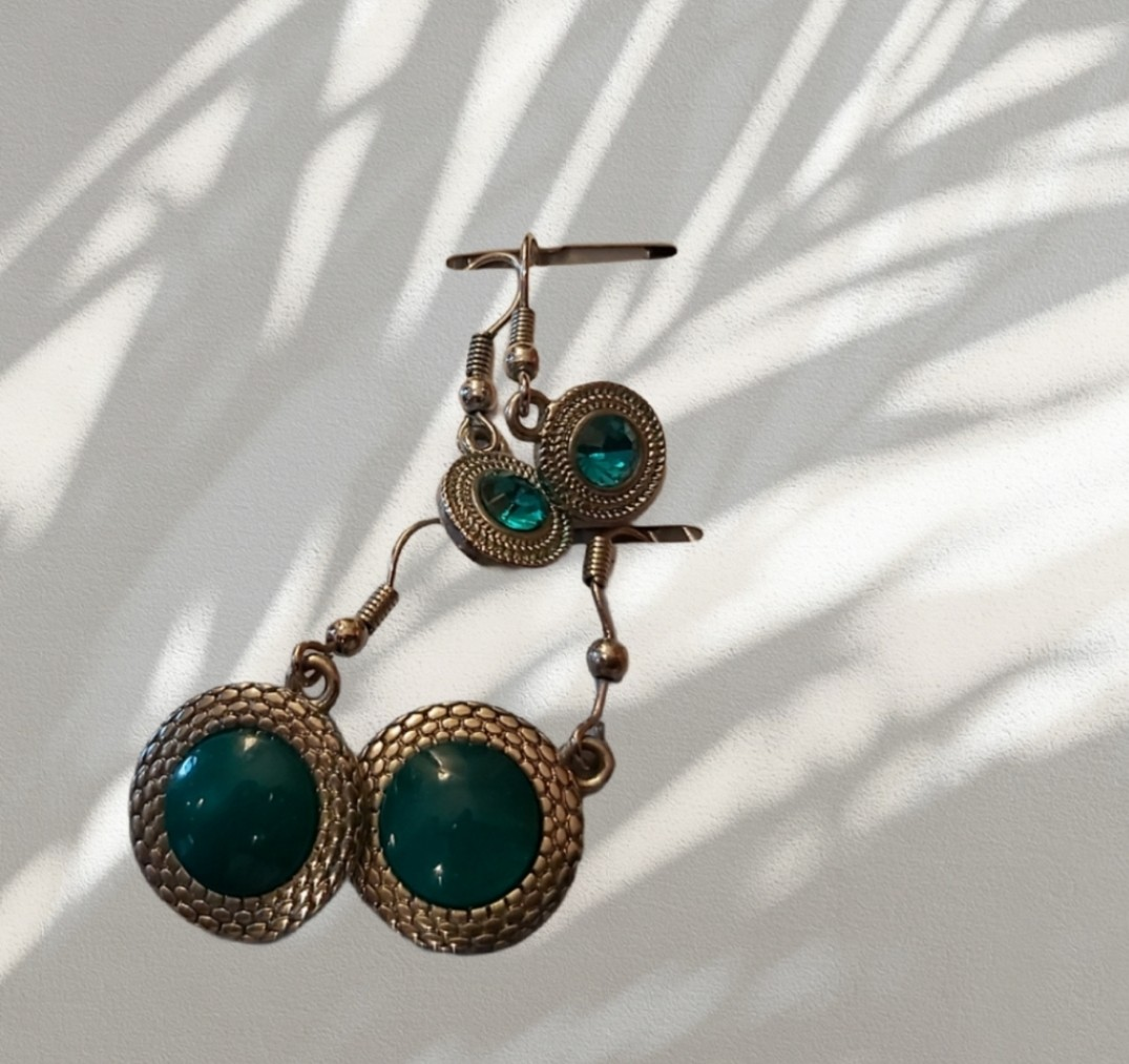 Teal Green Earrings set of two styles