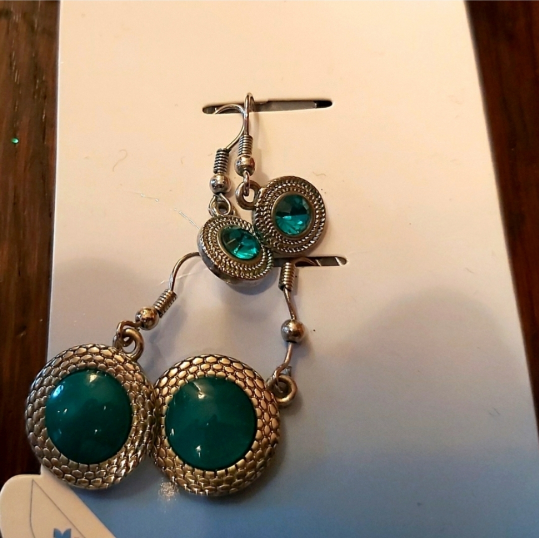 Teal Green Earrings set of two styles - photo 2
