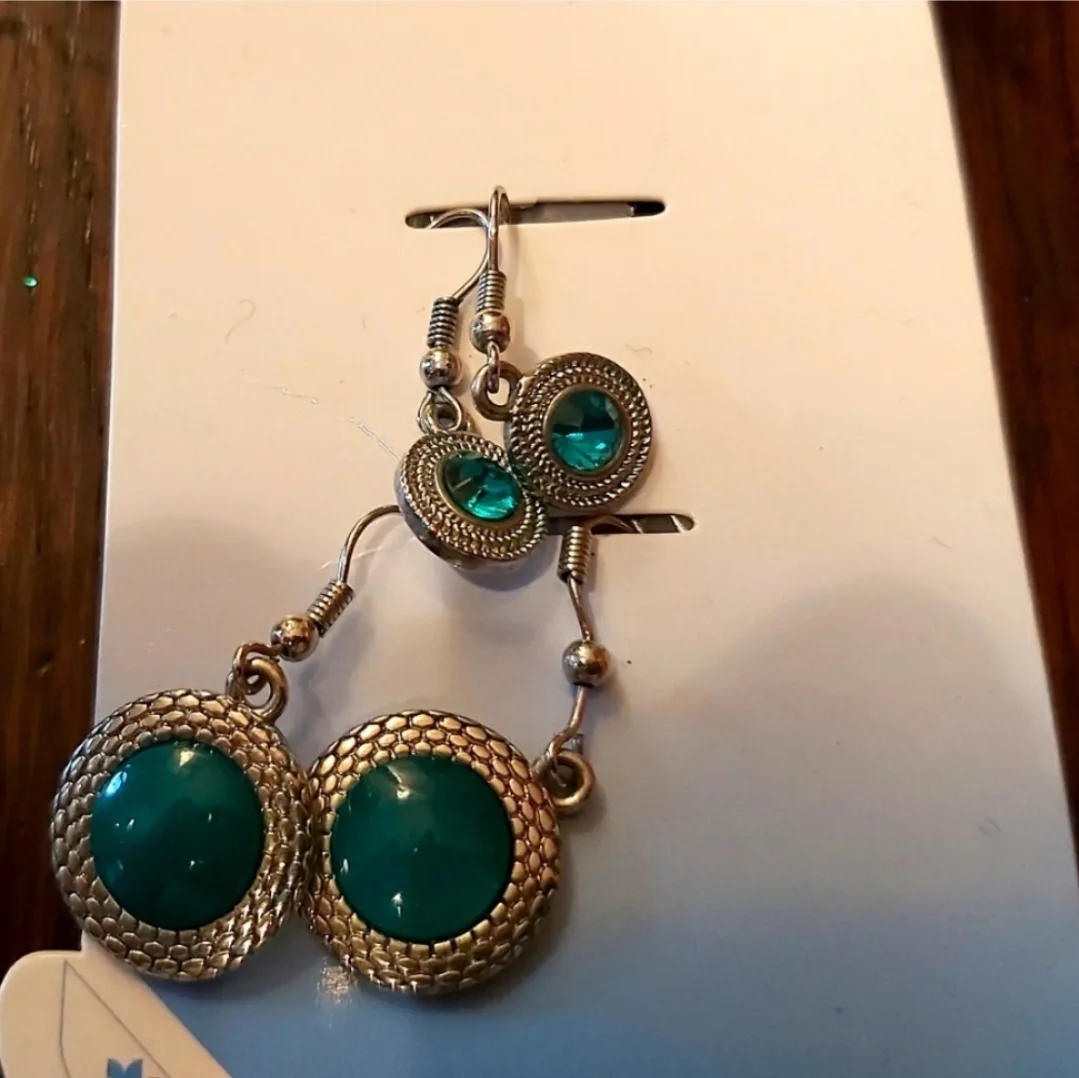 Teal Green Earrings set of two styles image indicator(2)