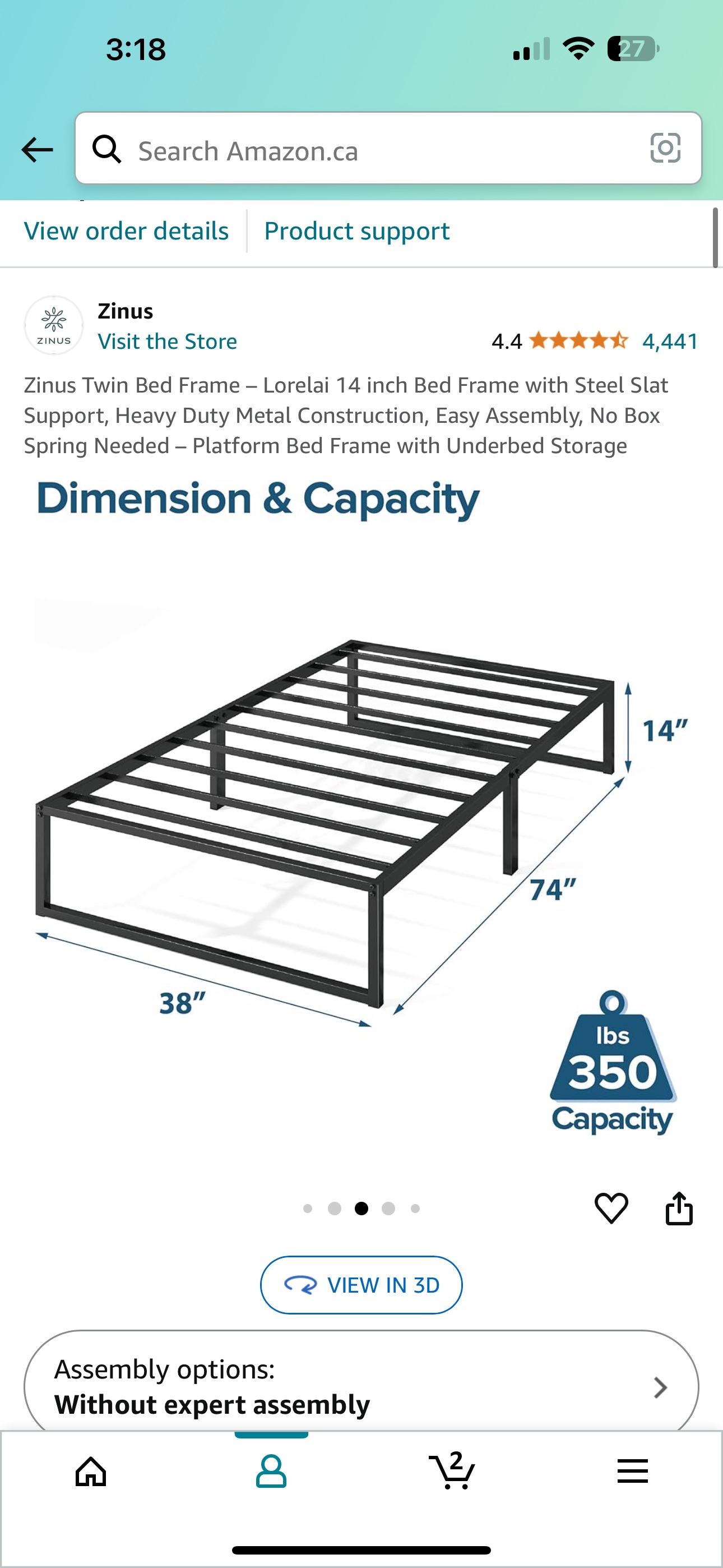 Zinus Lorelai Twin Bed Frame - photo 2