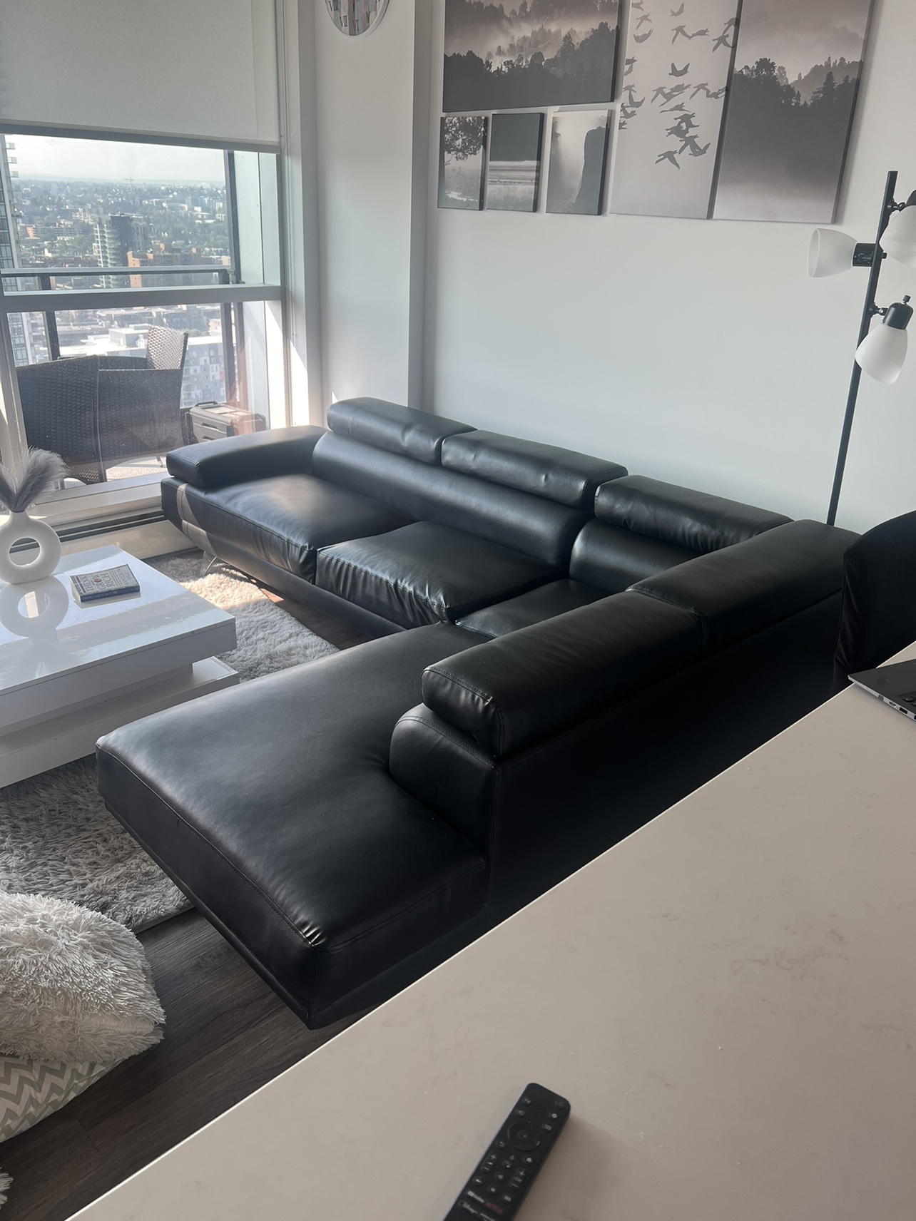 Black Leather Sectional Sofa