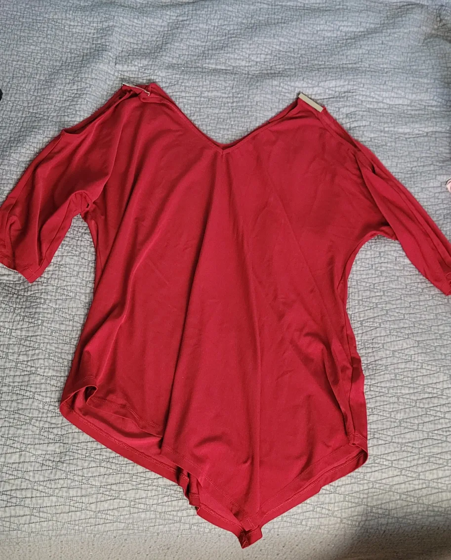 Womens Red Shoulder top thumbnail