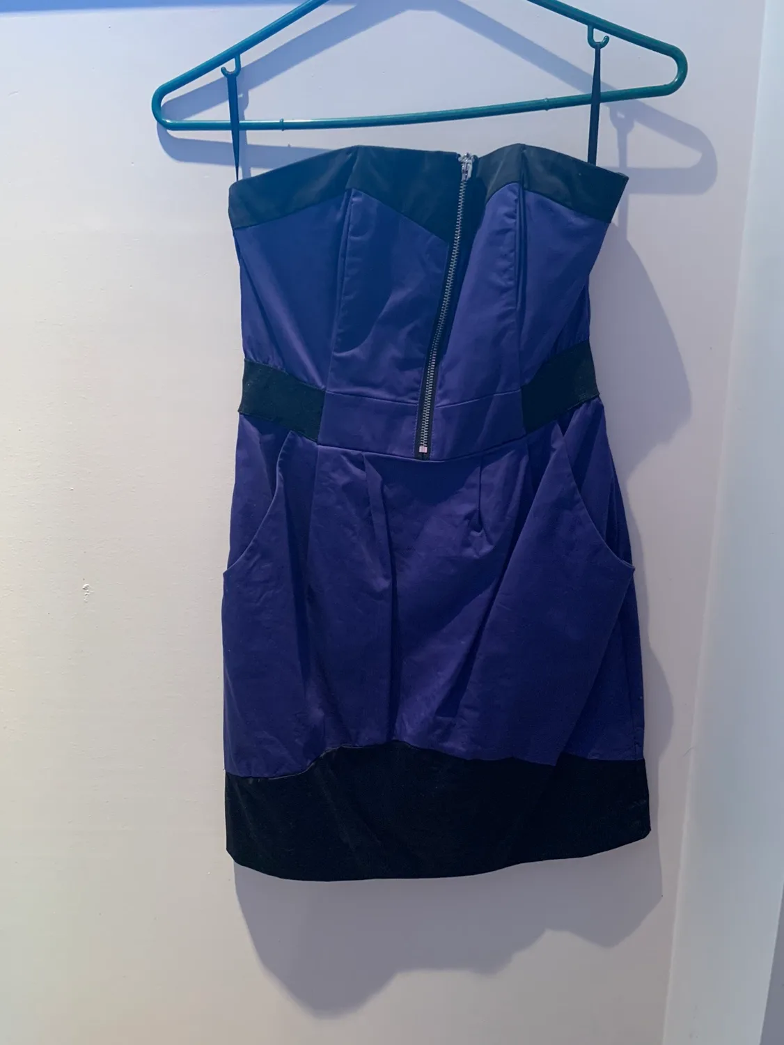 Purple and Black Strapless Dress thumbnail