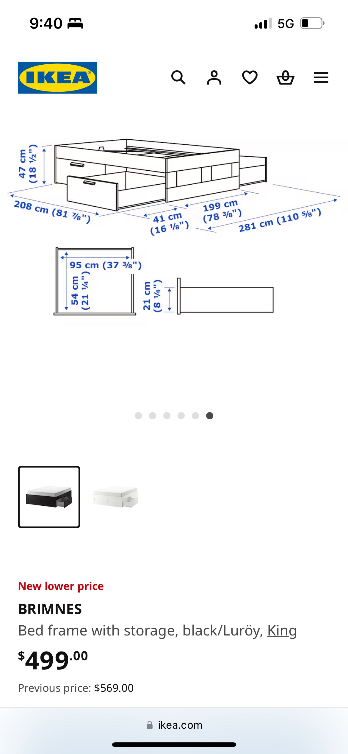 IKEA BRIMNES Bed Frame with Storage - King - photo 2