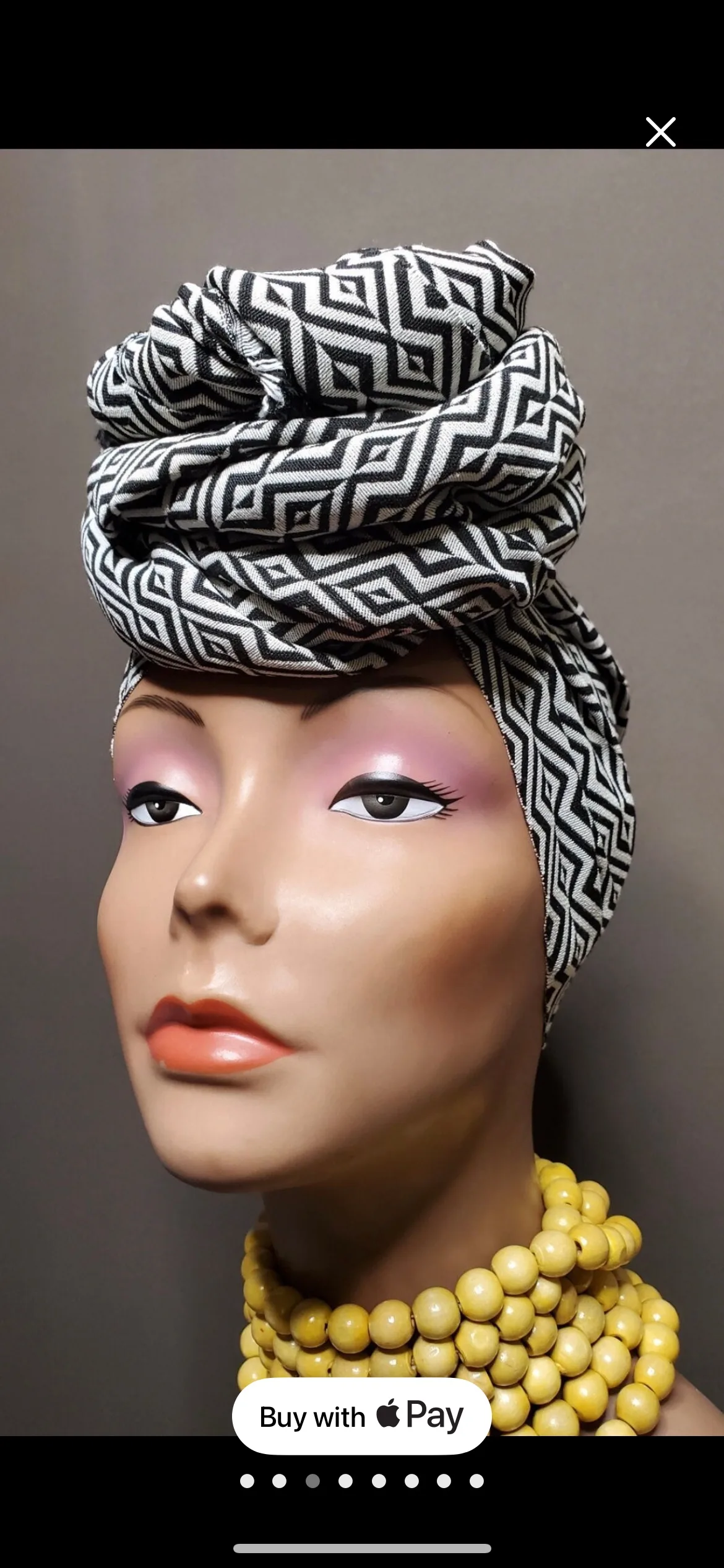 Ankara Head Wrap 16"x69" Black & White thumbnail