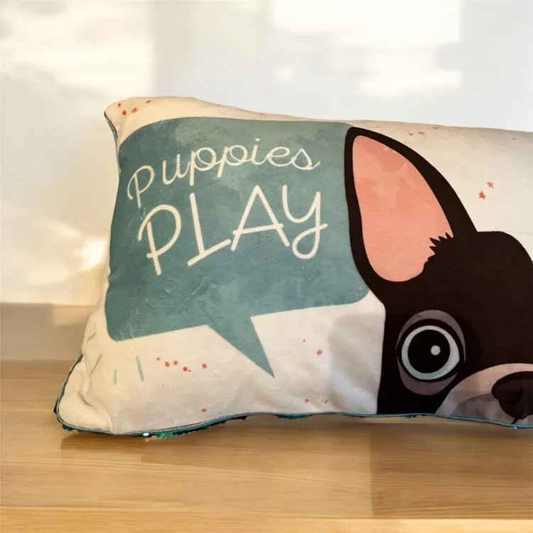 Mermaid Pillow Company "Puppies Play" Sequin Positivity Pillow image indicator(7)