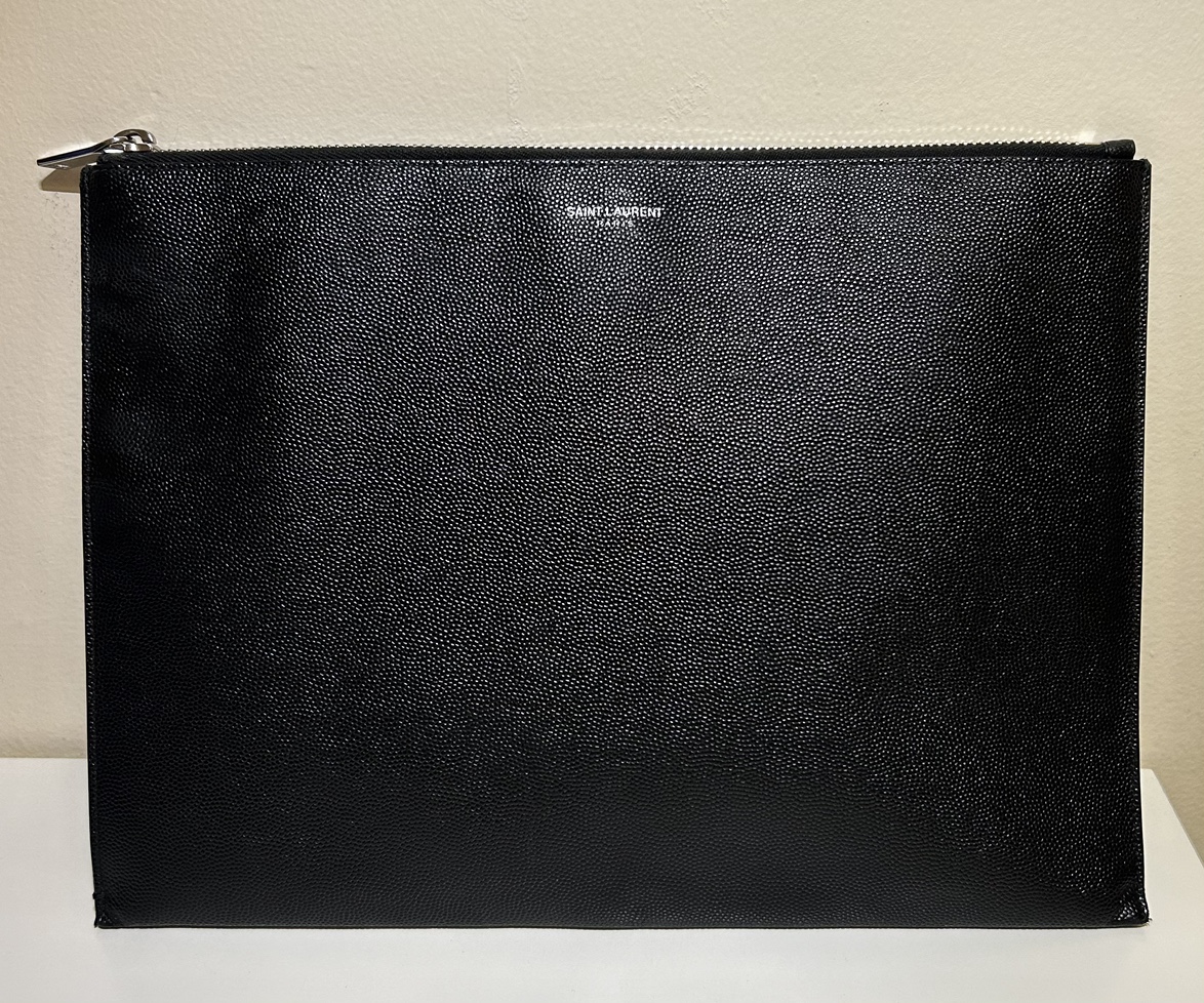 Yves Saint Laurent | Black Leather Zip Clutch