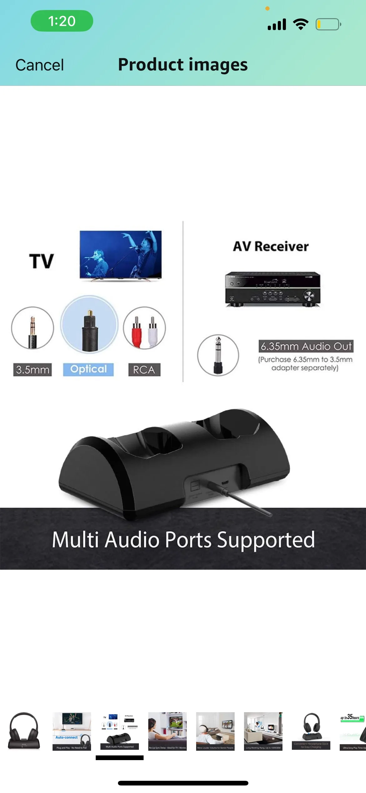 Open box🥕 Wireless Headphone for TV Transmitter Charging Dock image indicator(10)