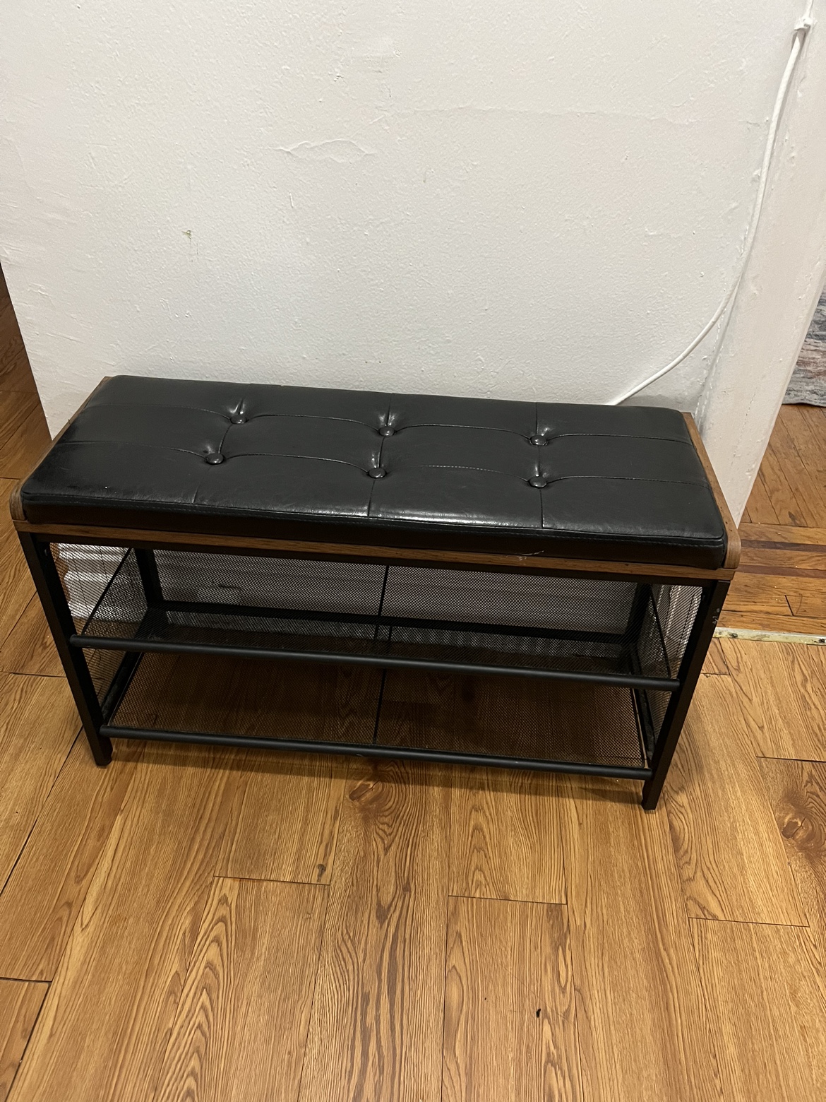 Black Shoe Bench with Storage - photo 2