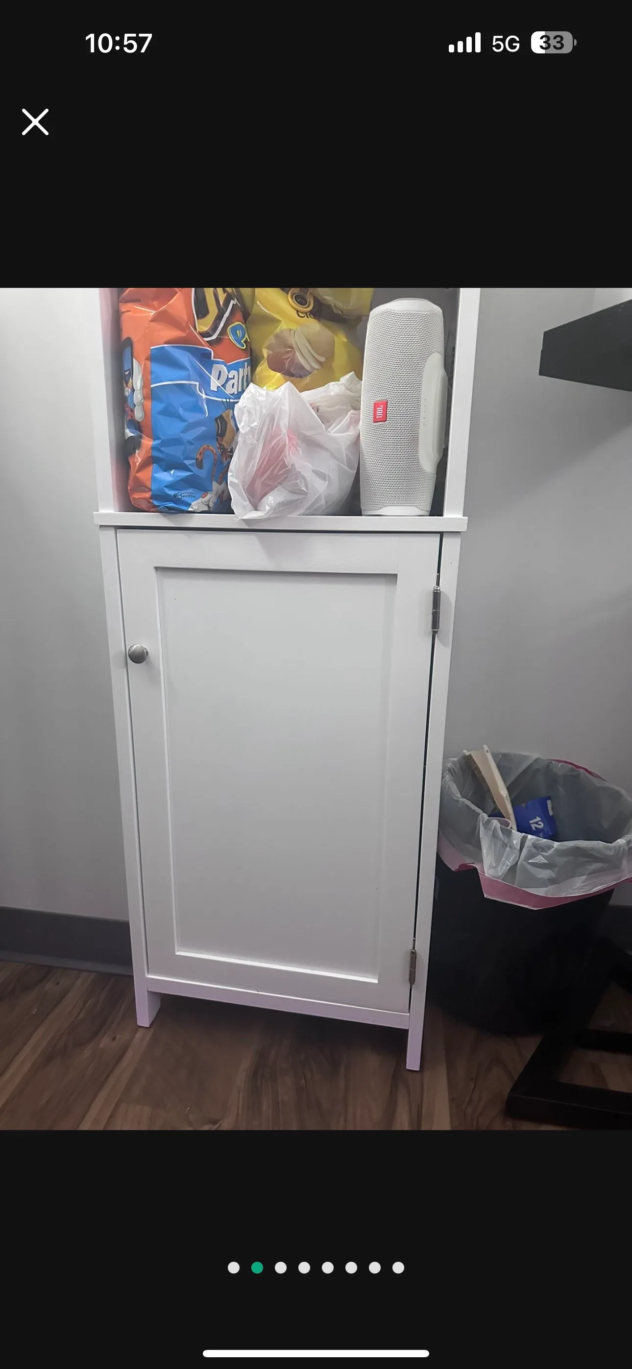 White Wood Linen Tower Cabinet Shelf image indicator(2)