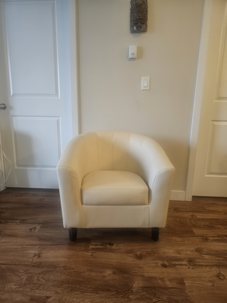 2 Cream Armchairs and 2 Ottoman