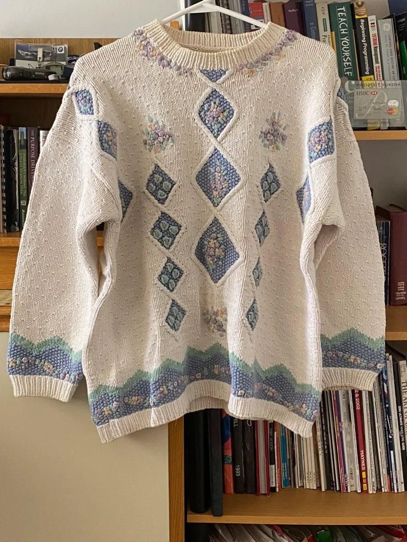 Floral Embroidered Cream Sweater thumbnail