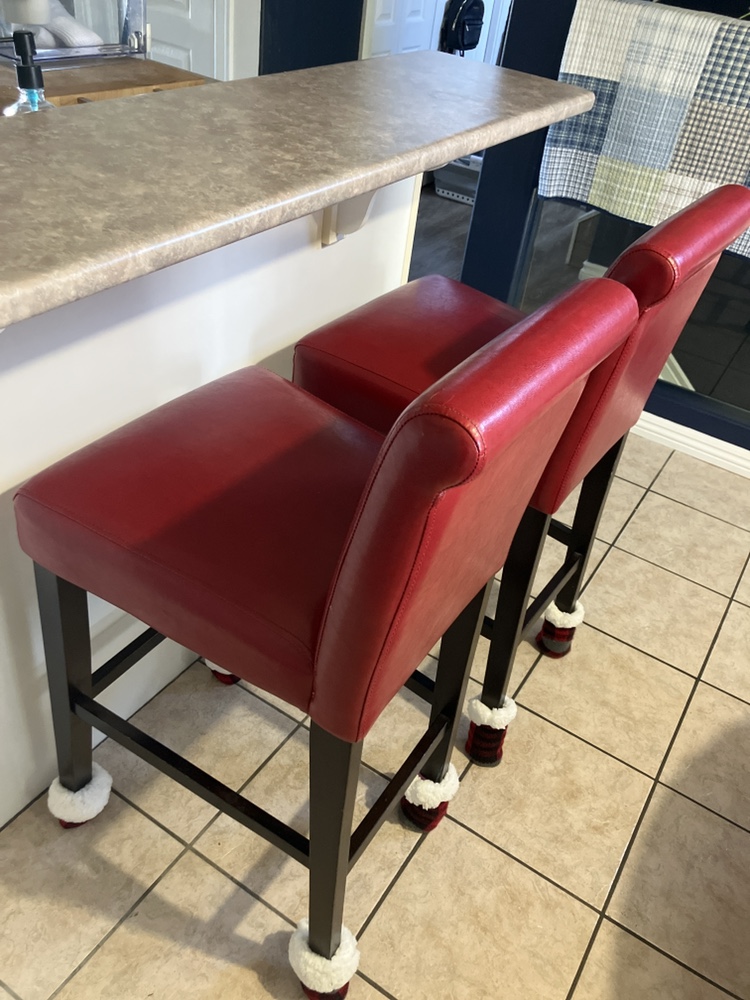 2 Red Leather Bar Stools