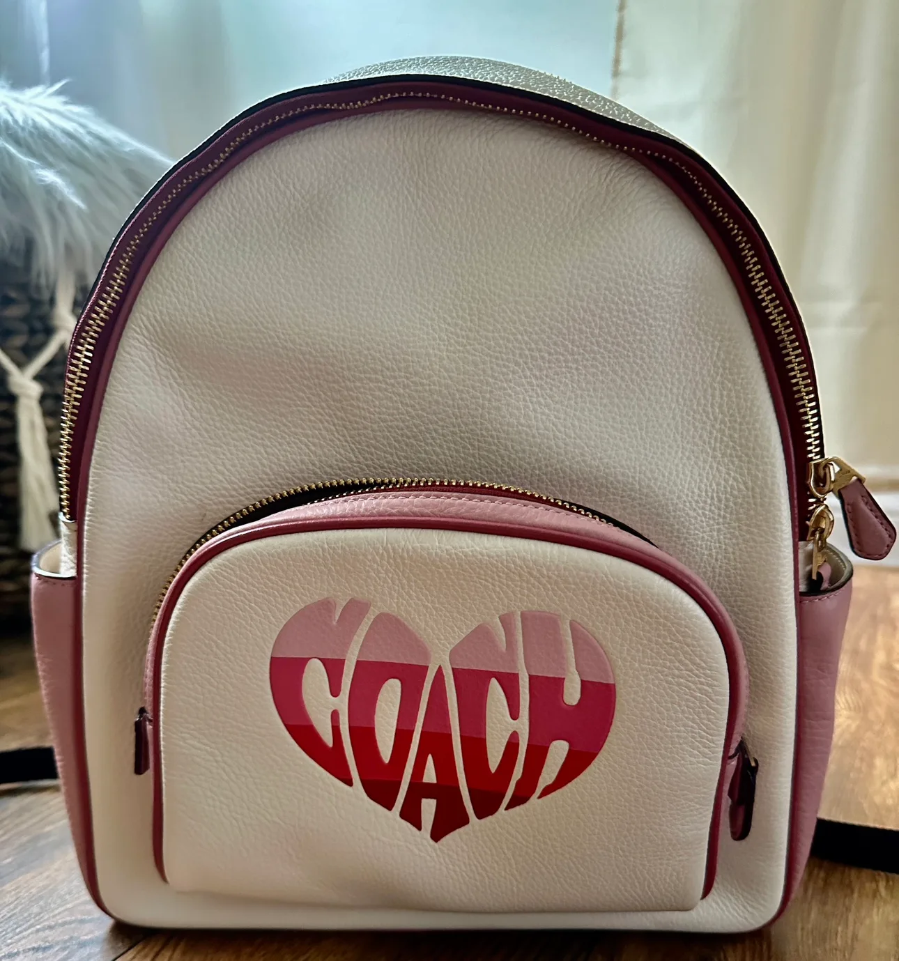 Coach Backpack with Stripe Heart Motif image indicator(3)