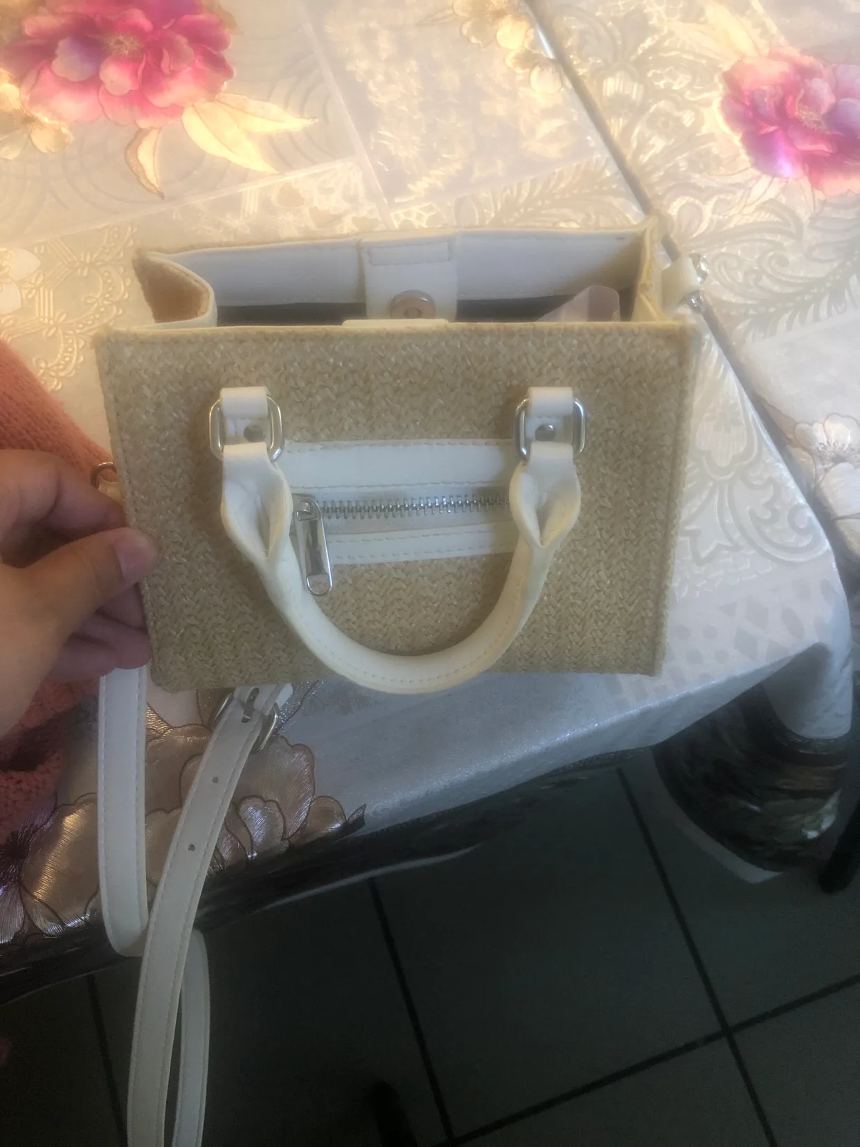Beige and White Small Handbag thumbnail