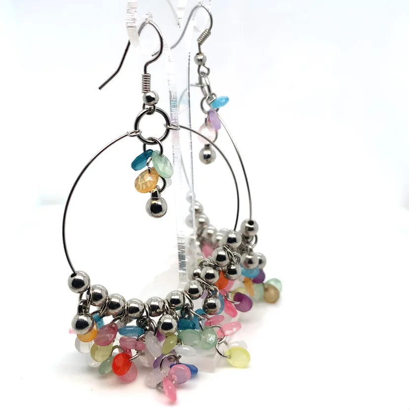 Multicoloured Beaded Hoop Earrings image indicator(7)