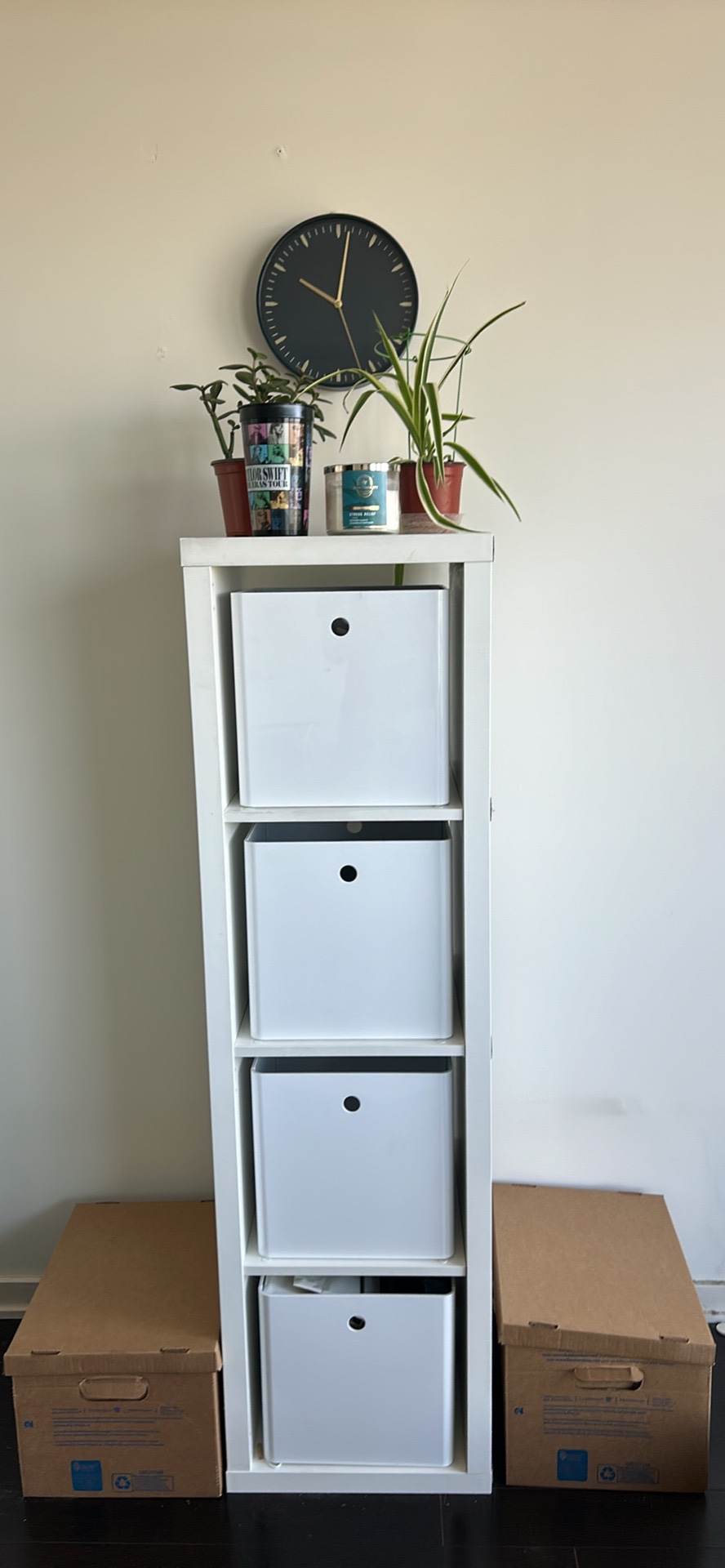 Book shelf/ organiser with 4 storage boxes for sale