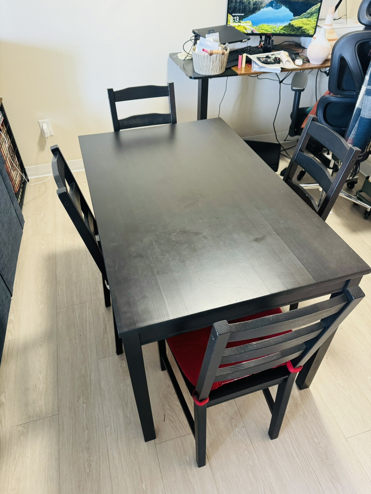 Black Dining Table and Four Chairs - photo 2