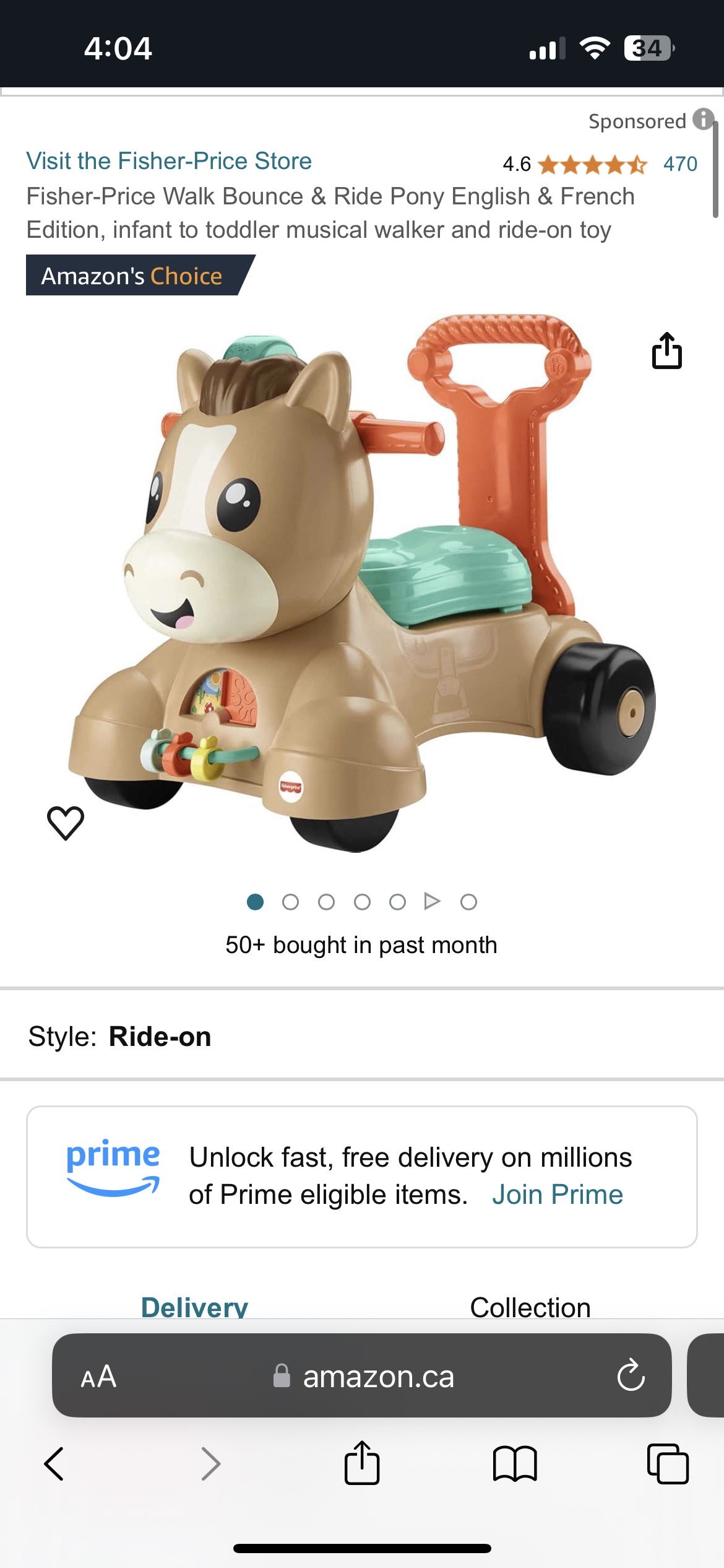 Fisher Price Walk Bounce Ride Pony Karrot