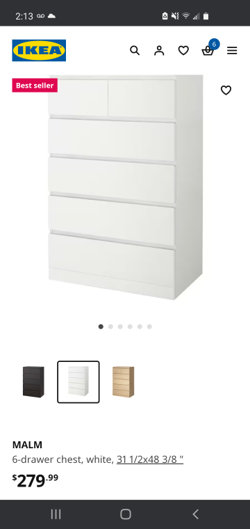 IKEA MALM 6-Drawer Chest 🧡