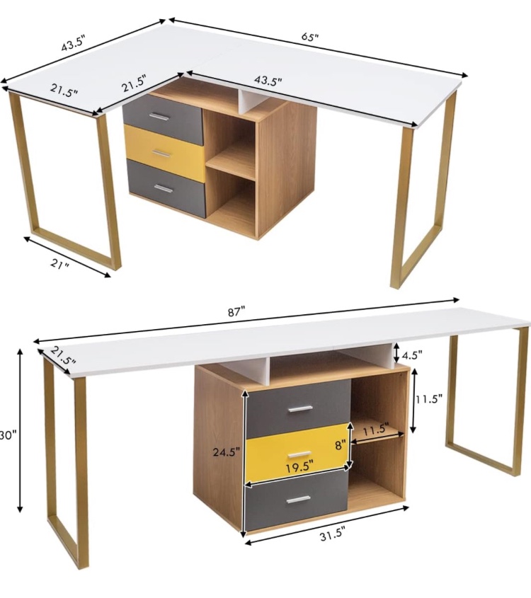 L Shaped Desk with Storage - photo 2